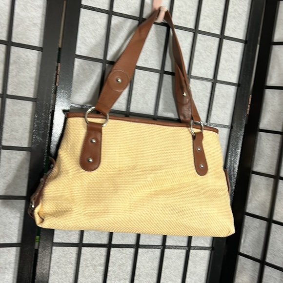 Vintage Bag, Straw Look with Brown Trim, TSC, Vegan, NWOT - Picture 3 of 8
